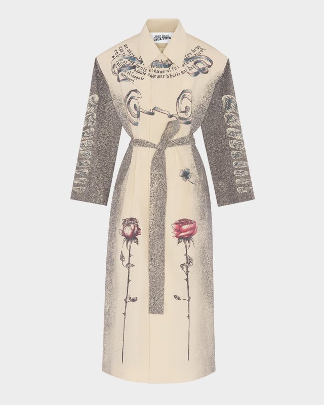 Tattoo Printed Lightweight Trench Coat